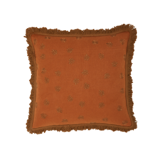 Hemp Cushion Cover Daisy Pecan