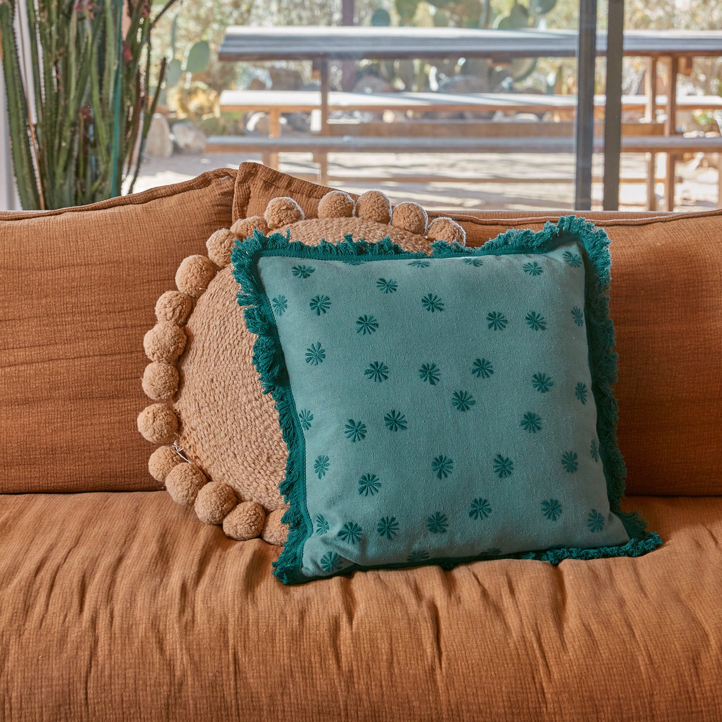 Hemp Cushion Cover Daisy Sage